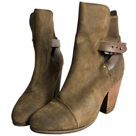 Rag & Bone Kinsey Boots Womens‎ US9 EU39 Mustard Brown Leather Suede 3.5" Heels - Picture 4 of 7
